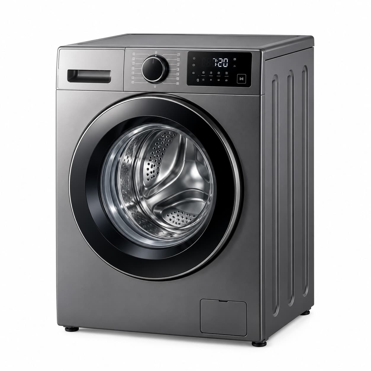 Modern Silver Front-Loading Washing Machine غسالة ملابس 8 كجم - الصورة 1